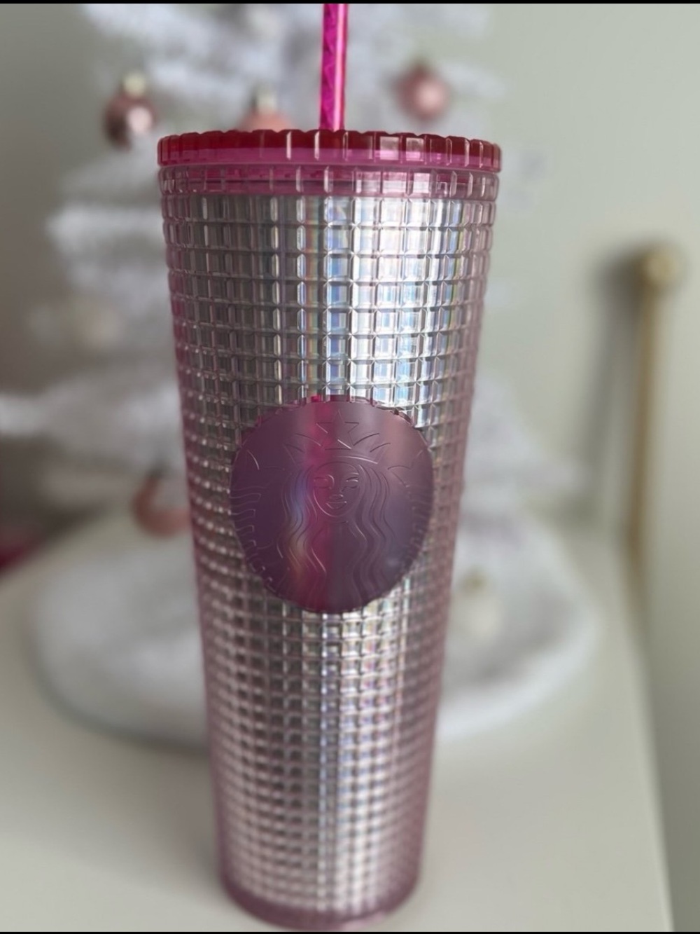 Starbucks Pink Iridescent Studded Tumbler with Matching Lid